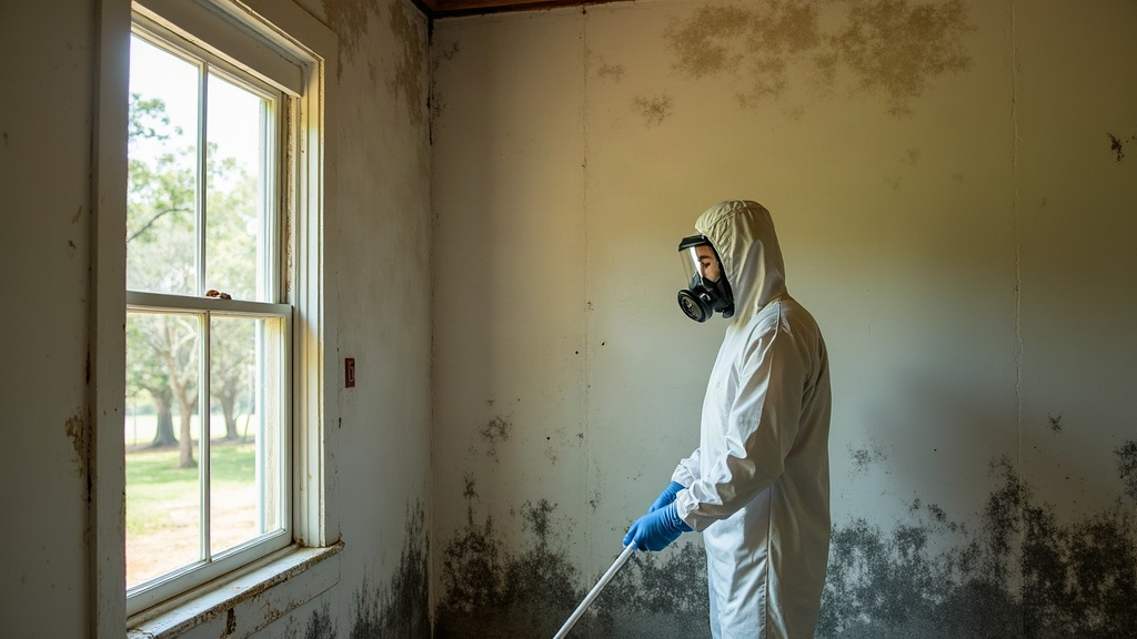 Mold remediation technician on site in a Lake Charles home